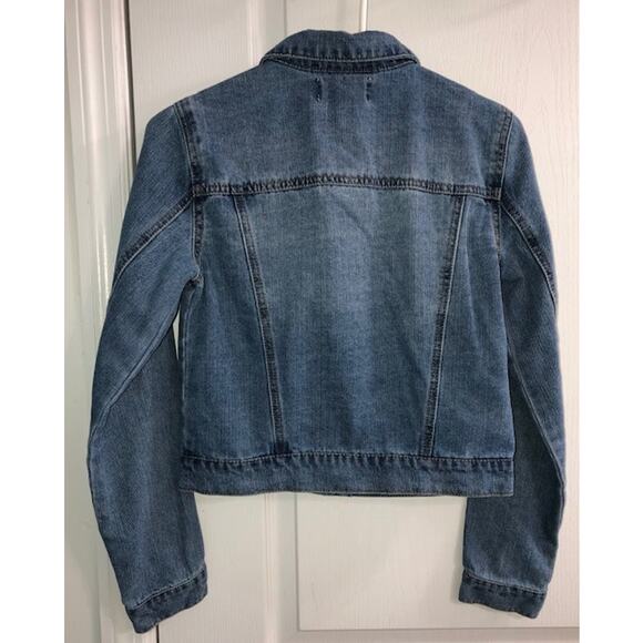 Cavalini Floral Patch Embroidery Medium Wash Denim Jean Jacket - Size SMALL - Picture 2 of 8